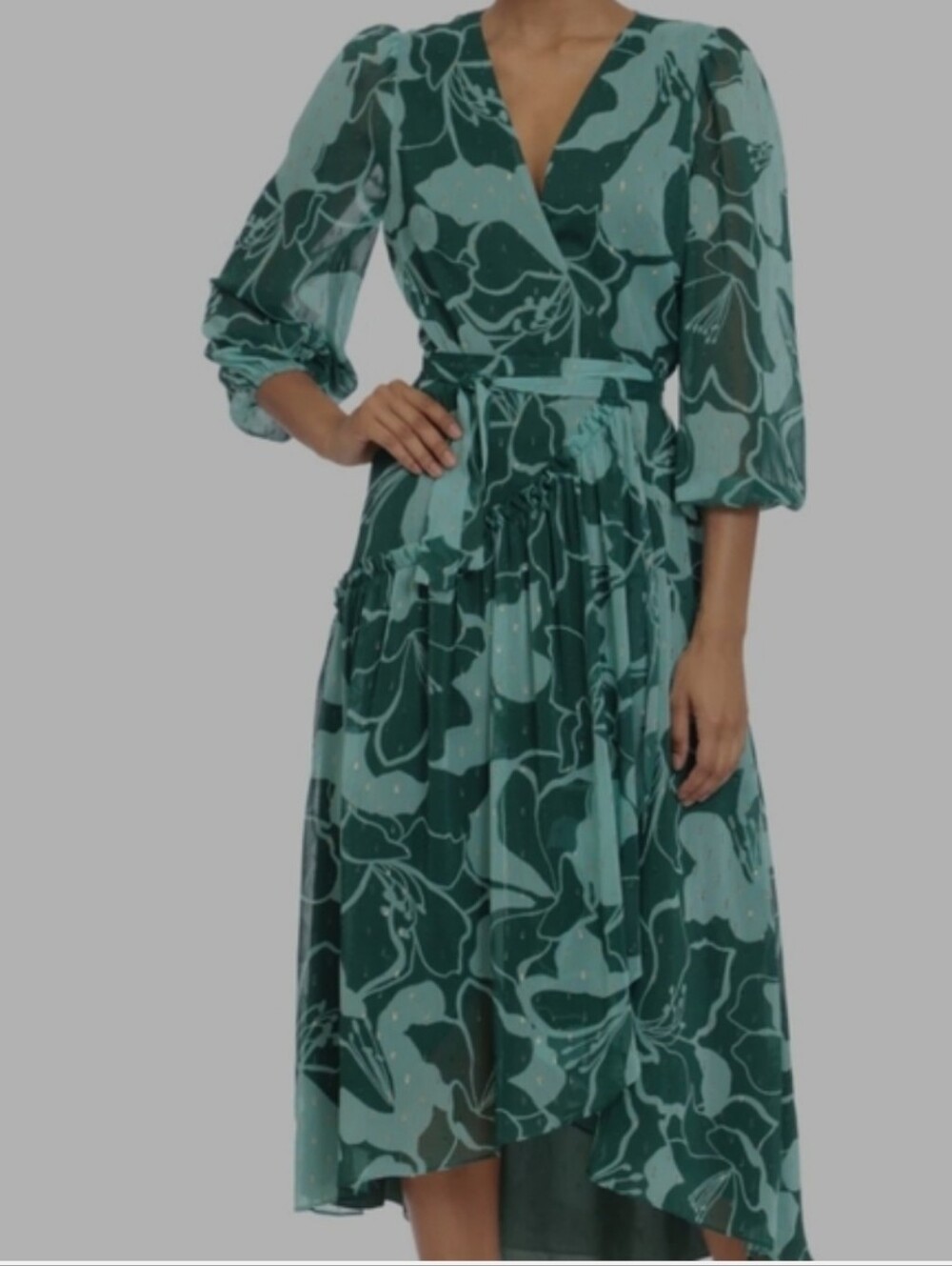 Donna Morgan Cassius Maxi Dress Forrest Green Mist Green